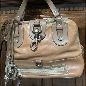 Chloe Brown Leather Satchel with Silver Hardware